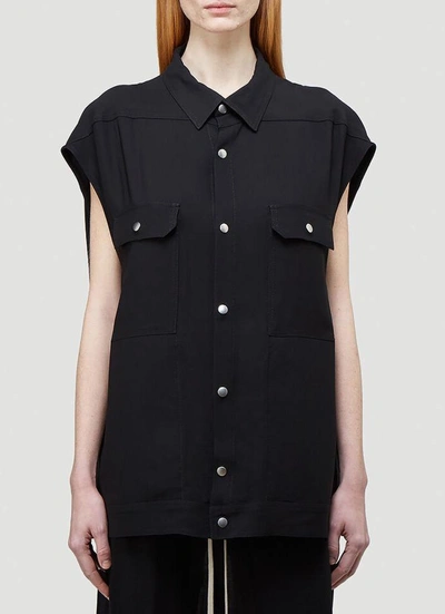 Shop Rick Owens Buttoned Sleeveless Shirt In Black