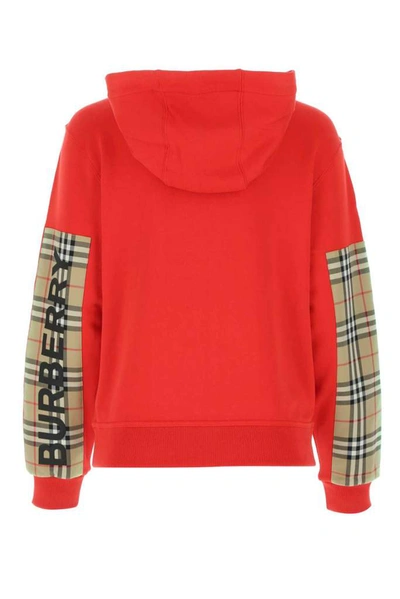 Shop Burberry Checked Hooded Jacket In Red