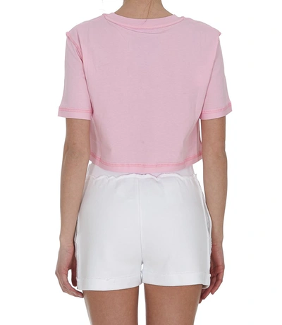 Shop Moschino Inside Out Teddy Cropped T In Pink