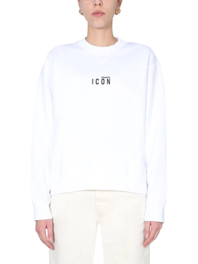 Shop Dsquared2 Icon Print Crewneck Sweatshirt In White