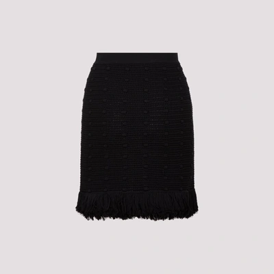 Shop Bottega Veneta Knitted Fringed Mini Skirt In Black