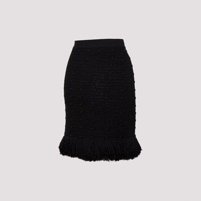 Shop Bottega Veneta Knitted Fringed Mini Skirt In Black