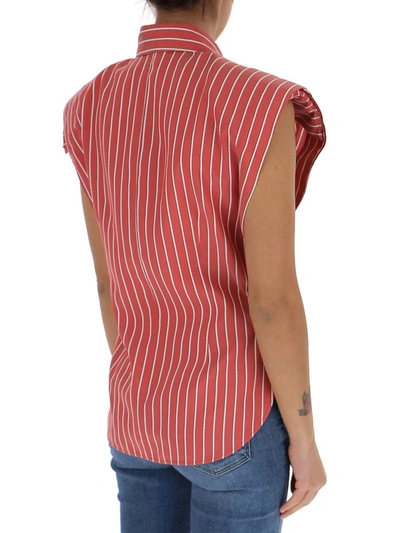 Shop Isabel Marant Enza Striped Sleeveless Shirt In Red
