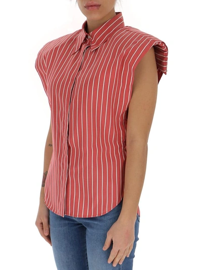 Shop Isabel Marant Enza Striped Sleeveless Shirt In Red