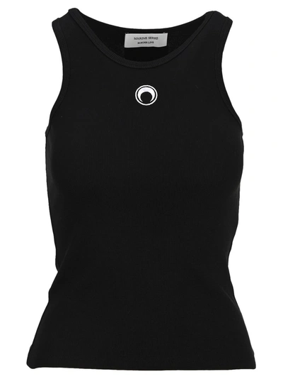 Shop Marine Serre Logo Embroidered Tank Top In Black