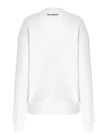 Shop Karl Lagerfeld Logo Print Crewneck Sweatshirt In White