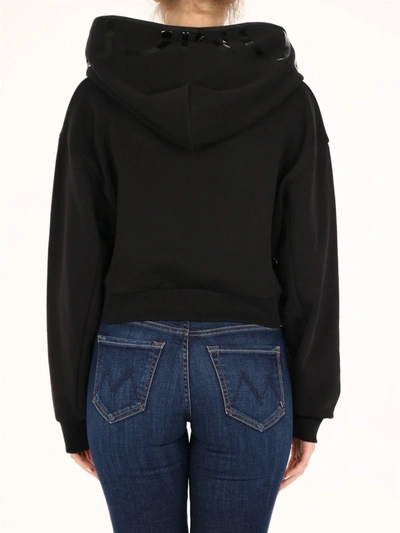 Shop Moncler Cropped Hooded Sweatshirt In Black