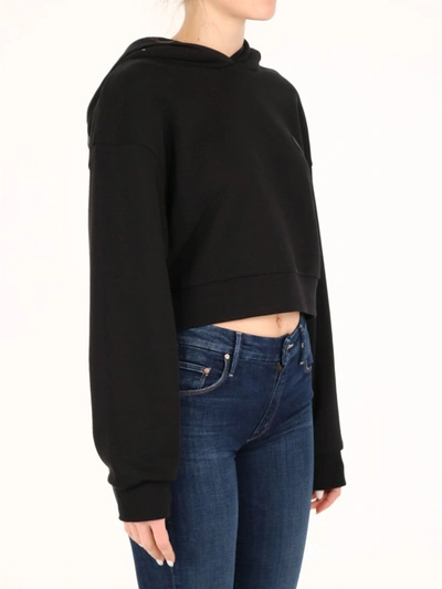 Shop Moncler Cropped Hooded Sweatshirt In Black