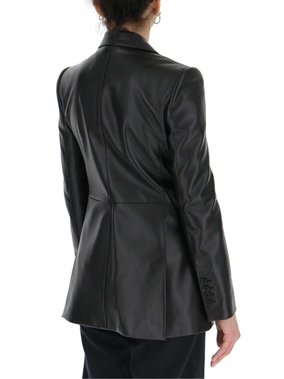 Shop Dolce & Gabbana Single Breasted Leather Blazer In Black