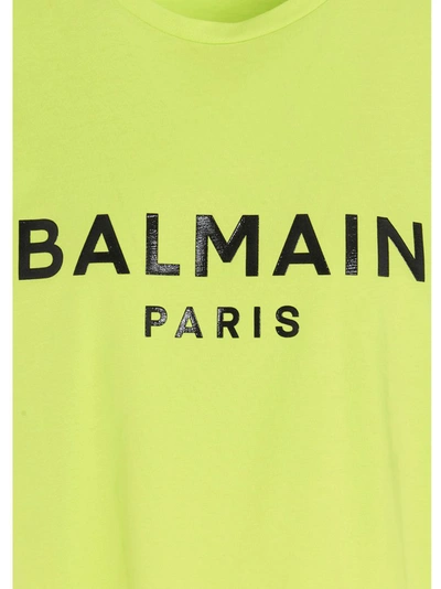 Shop Balmain Logo Printed Cropped T In Green