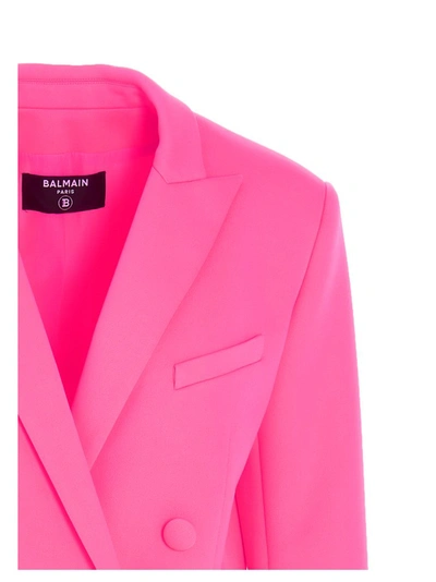 Shop Balmain Double Breasted Oversized Blazer In Pink