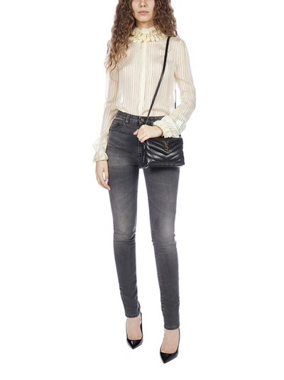 Shop Saint Laurent Washed Skinny In Grey