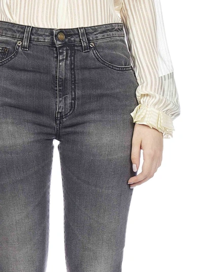 Shop Saint Laurent Washed Skinny In Grey