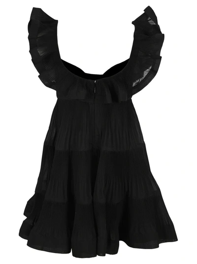 Shop Zimmermann The Lovestruck Pleated Mini Dress In Black