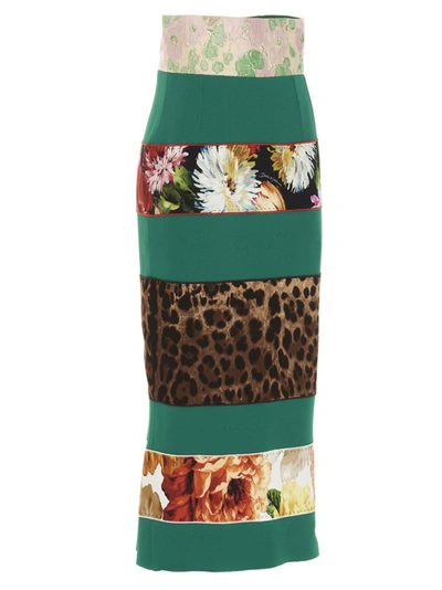 Shop Dolce & Gabbana Patchwork Print Midi Pencil Skirt In Multi