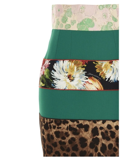 Shop Dolce & Gabbana Patchwork Print Midi Pencil Skirt In Multi