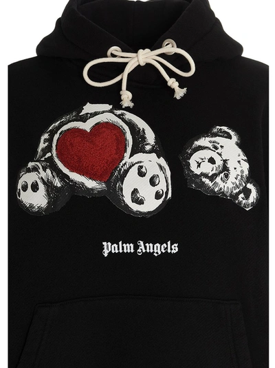 Shop Palm Angels Bear In Love Oversize Hoodie In Black
