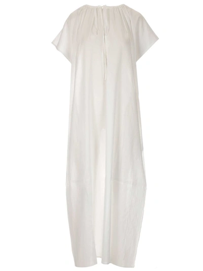 Shop Totême Draped Midi Dress In White