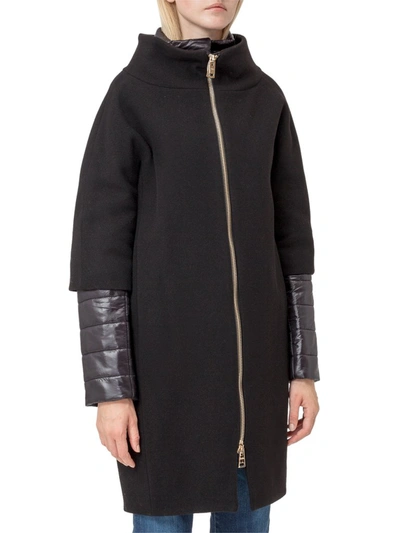 Shop Herno Layered Padded Coat In Black