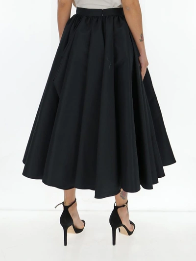Shop Alexander Mcqueen Pleated Flared Midi Skirt In Black