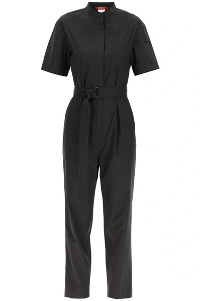 Shop Max Mara Studio Spalato Belted Jumpsuit In Black