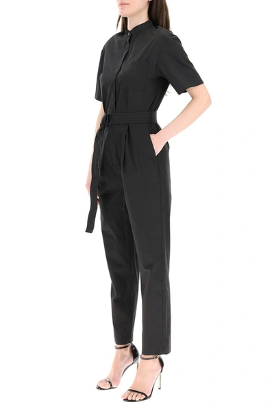 Shop Max Mara Studio Spalato Belted Jumpsuit In Black