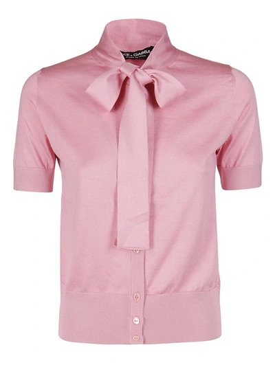 Shop Dolce & Gabbana Pussy Bow Blouse In Pink