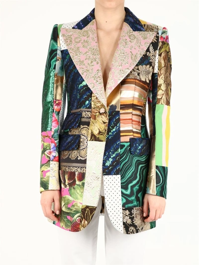 Shop Dolce & Gabbana Patchwork Jacquard Blazer In Multi
