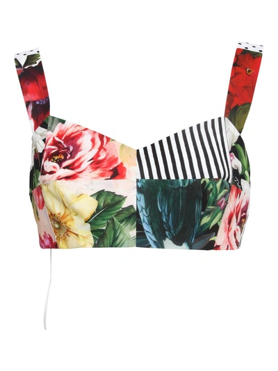 Shop Dolce & Gabbana Patchwork Poplin Bustier Top In Multi