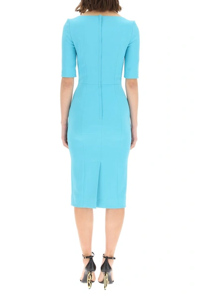 Shop Dolce & Gabbana Scoop Neck Midi Dress In Blue