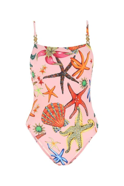 Shop Versace Trésor De La Mer Print Swimsuit In Multi