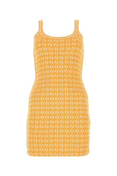 Fendi Women's Logo Ff Knit Mini Dress In Orange | ModeSens