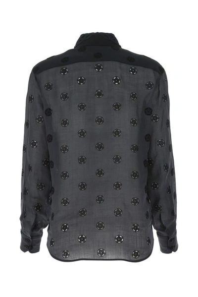 Shop Chloé Broderie Anglaise Flower Embellished Shirt In Black