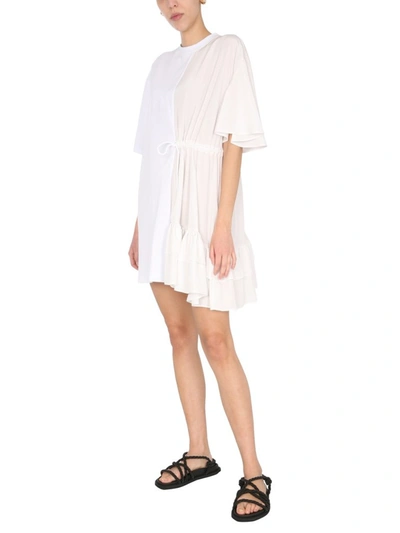 Shop Msgm Panelled Mini Dress In White