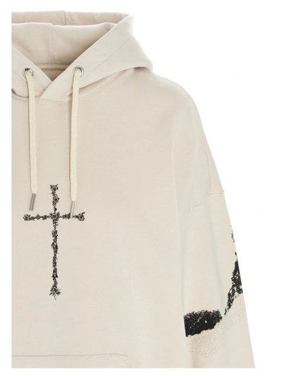 Shop Givenchy Cross Printed Oversized Hoodie In White