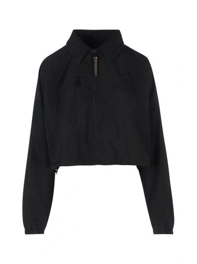 Shop Fendi Logo Motif Cropped Jacket In Black