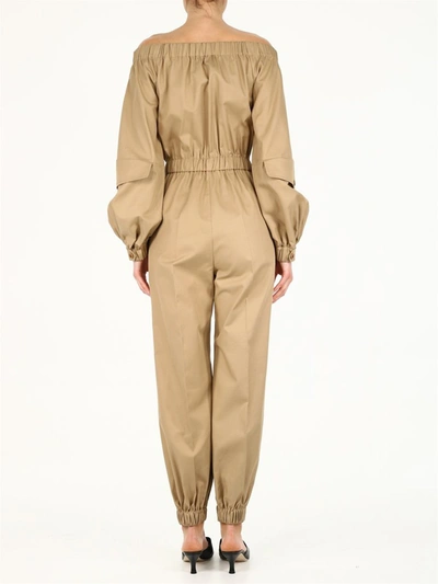 Shop Max Mara Drawstring Waist Jumpsuit In Beige