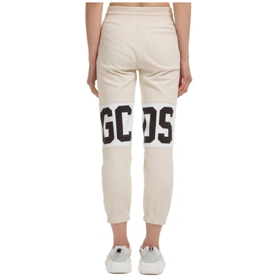Shop Gcds Logo Print Sweatpants In Beige