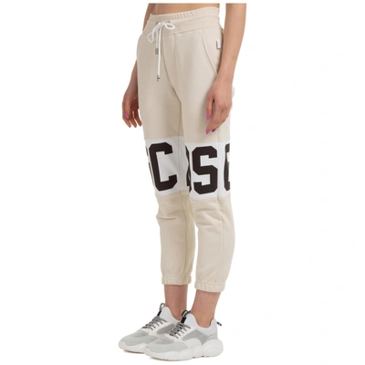 Shop Gcds Logo Print Sweatpants In Beige