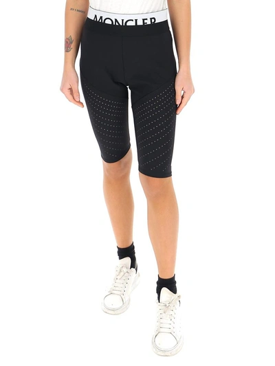 Shop Moncler Logo Band Biker Shorts In Black