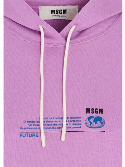 Shop Msgm Logo Print Hoodie In Purple