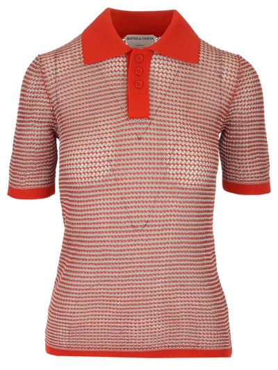 Shop Bottega Veneta Knit Polo Shirt In Red