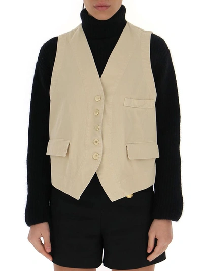 Shop Barena Venezia Barena Buttoned Twill Waistcoat In Beige