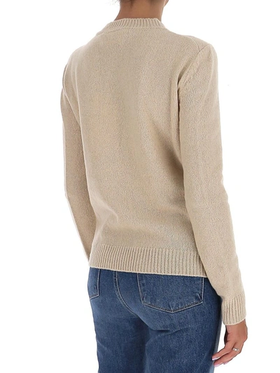 Shop Marni Crewneck Knitted Sweater In Beige