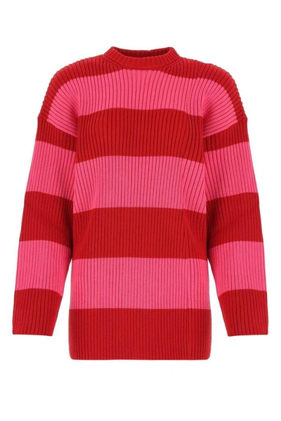 Shop Balenciaga Striped Logo Back Sweater In Multi