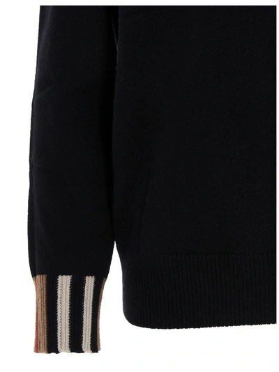 Shop Burberry Icon Stripe Trim Knit Jumper In Black
