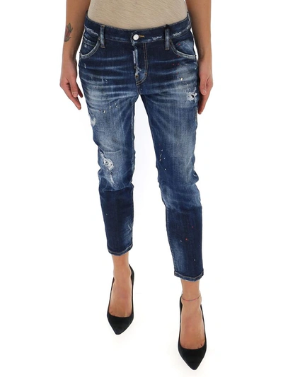 Dsquared2 Cool Girl Denim Cropped Jeans In Blue | ModeSens