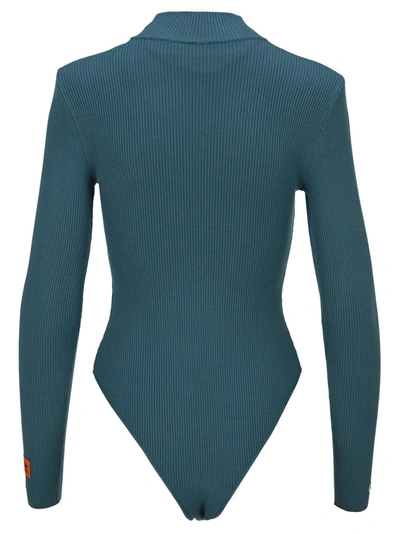 Shop Heron Preston Knit Mock Bodysuit In Blue
