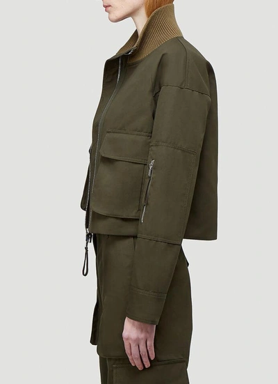 Shop Helmut Lang Flap Pocket Bomber Jacket In Green