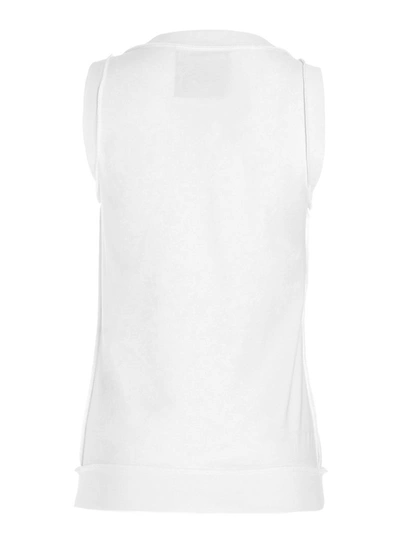 Shop Moschino Embroidered Bear Reverse Logo Tank Top In White